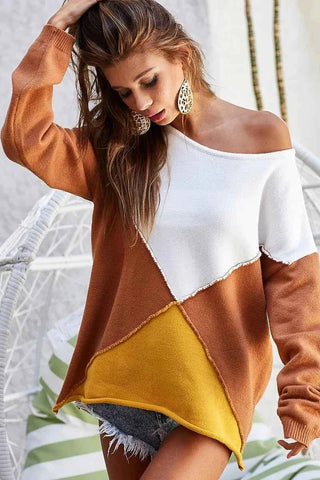 BiBi Color Block Geometric Sweater