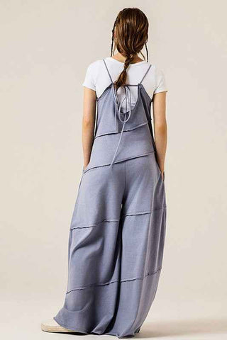 Keyhole back Wide Leg Raw Edge Jumpsuit