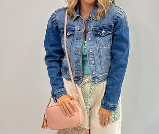 Puffy Sleeve Denim Jacket by Bayeas authentic denim.