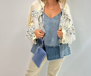 Patchwork Skies Tank Top in Denim - White Lily Boutique