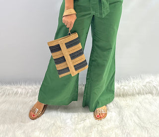 Coco Clutch Natural Black Straw by LOUENHIDE - White Lily Boutique