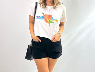 Tom Petty cropped distressed graphic tee featuring a vintage logo on soft cotton fabric with raw hem detailing