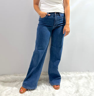 Womens Judy Blue dark denim high waisted vintage wide leg denim jean