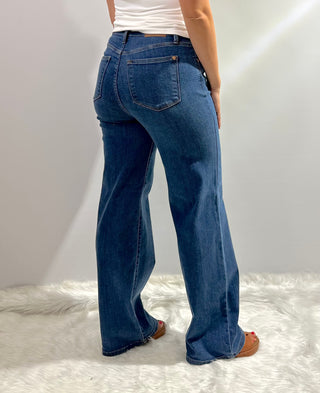 Womens Judy Blue dark denim high waisted vintage wide leg denim jean