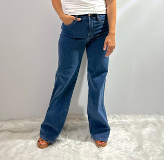 Womens Judy Blue dark denim high waisted vintage wide leg denim jean