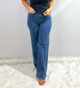 Womens Judy Blue dark denim high waisted vintage wide leg denim jean