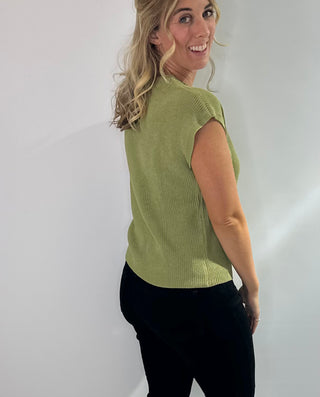 Women's round neck short sleeve knit sweater with a front chest pocket relaxed fit