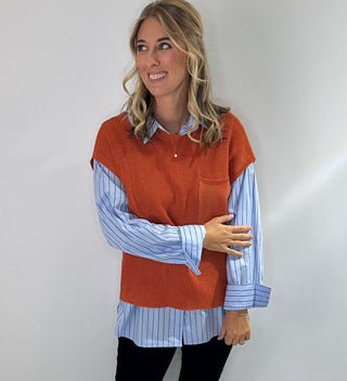 Women's round neck short sleeve knit sweater with a front chest pocket relaxed fit