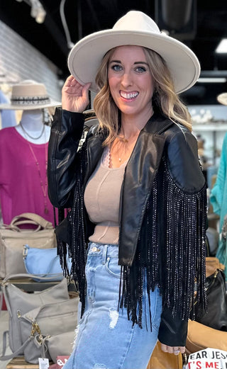 Star Studded Fringe Jacket - White Lily Boutique