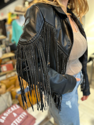 Star Studded Fringe Jacket - White Lily Boutique
