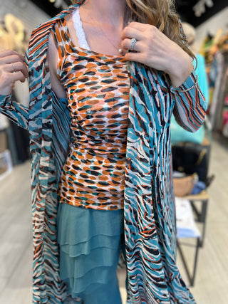 Petit Pois Pull On Ruched Tank Top - Orange Dots - White Lily Boutique