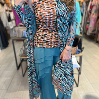 Petit Pois Pull On Ruched Tank Top - Orange Dots - White Lily Boutique