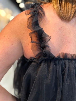 That Girl Tulle Top in Black - White Lily Boutique