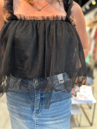 That Girl Tulle Top in Black - White Lily Boutique