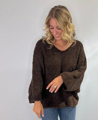 Made in Italy dolman sleeve sweater top with popcorn textured knit, in beige, chocolate brown or rust.
