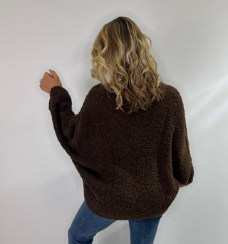Made in Italy dolman sleeve sweater top with popcorn textured knit, in beige, chocolate brown or rust.