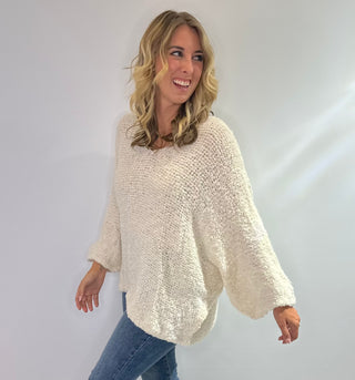 Made in Italy dolman sleeve sweater top with popcorn textured knit, in beige, chocolate brown or rust.