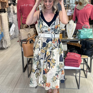 Jaded Gypsy Party at the Palm Dress-Tropical Palm print boho-chic dress with a flattering fit and flowy skirt