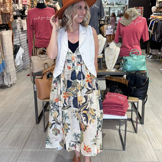 Jaded Gypsy Party at the Palm Dress-Tropical Palm print boho-chic dress with a flattering fit and flowy skirt
