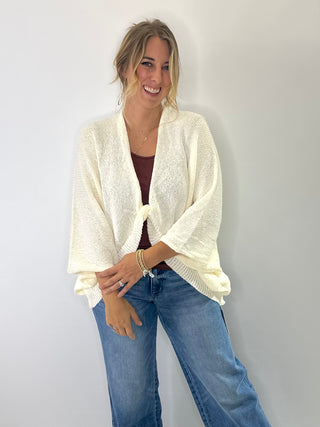 Cream crossover cardigan - cream soft knit sweater White Lily Boutique