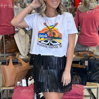 Western Faux Leather Fringe Mini Skirt - White Lily Boutique