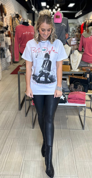 Saturday Shifts Short Sleeve T-Shirt with Graphic Peace Sign - White Lily Boutique