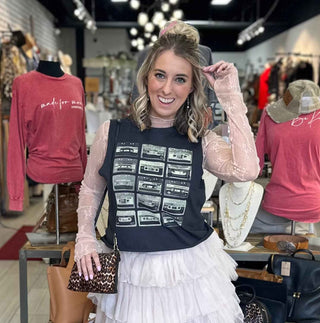 Cassette Tape Muscle Tank Crop Tee