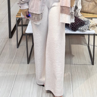 Cozy Snuggle Lounge Pants in cream with a soft fuzzy feel, elastic waist and pockets