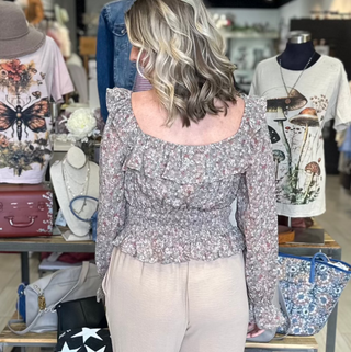 Carry On Smocked Waist Ruffle Blouse - White Lily Boutique