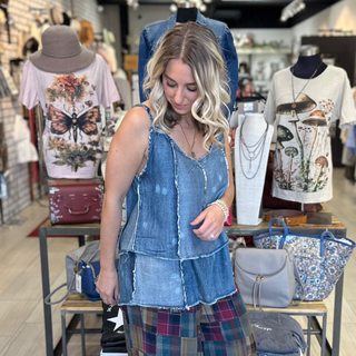 Jaded Gypsy Denim Patchwork Tank top Patchwork Skies Tank top