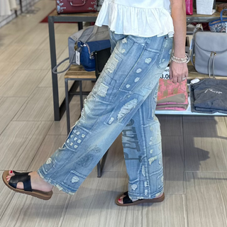 Peace and Love Denim Jeans - White Lily Boutique