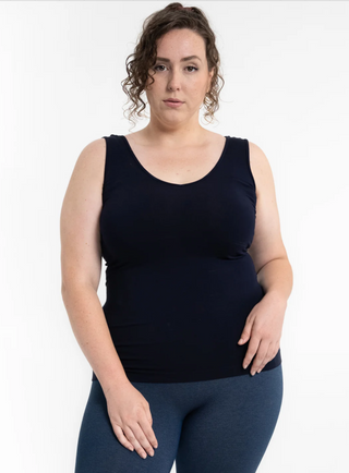 Elietian Extended Size V-Neck Scoop Neck Camisole Navy