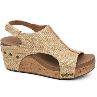 Carly wedge light gold raffia