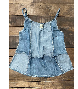 Patchwork Skies Tank Top in Denim - White Lily Boutique