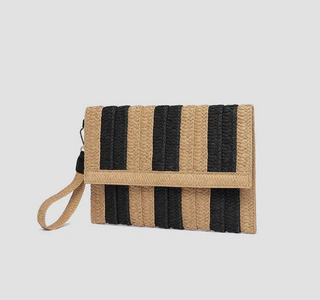 Coco Clutch Natural Black Straw LOUENHIDE