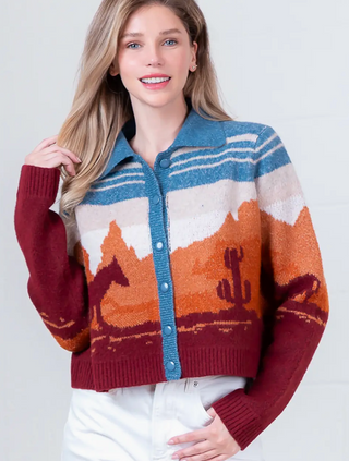The Desert Rose Cardigan in Blue Multi