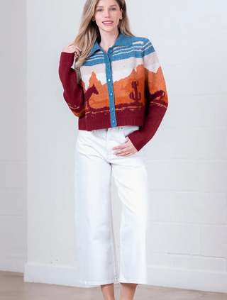 The Desert Rose Cardigan in Blue Multi