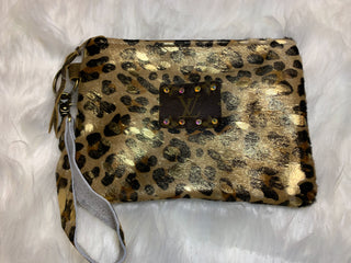 Keep It Gypsy Gold Leopard Cowhide Wristlet - White Lily Boutique
