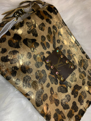 Keep It Gypsy Gold Leopard Cowhide Wristlet - White Lily Boutique