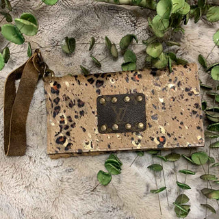 Keep It Gypsy Trifold Distressed Leopard Cowhide Wallet Wristlet