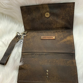 Keep It Gypsy Trifold Jade Patina Distressed Hand Tooled Wallet Wristlet - White Lily Boutique