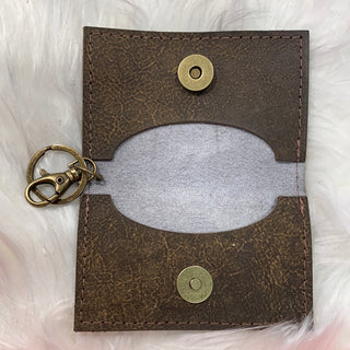 Keep It Gypsy Silver Distressed Cheetah Leather Cowhide Key Ring Card Holder - White Lily Boutique
