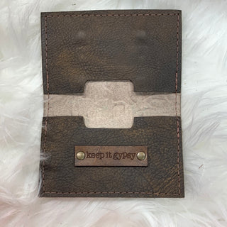 Keep It Gypsy Gold Hand Tooled Embossed Leather Cowhide Credit Card Holder - White Lily Boutique