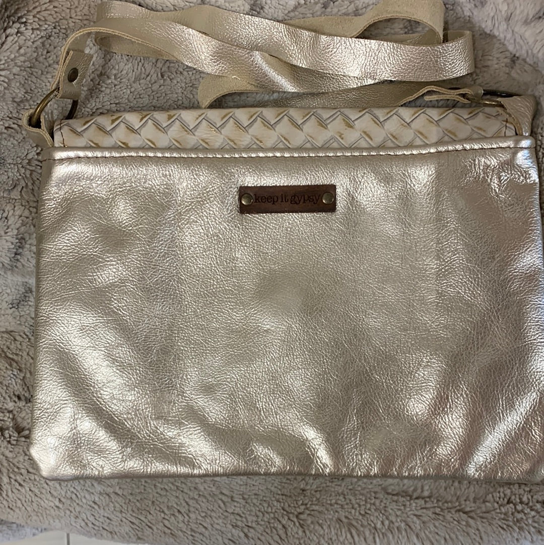 Maxine Gold Distressed Embossed Leather Foldover Flap Crossbody – White  Lily Boutique