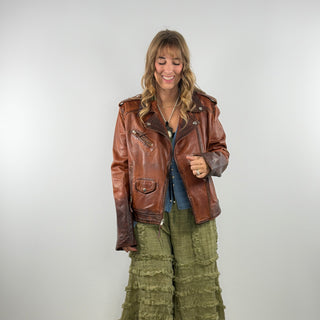 Zip Front Brown Leather Jacket by Scully Leather