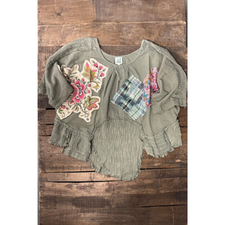Jaded Gypsy Moon Shadow Boho Patchwork Cotton Top