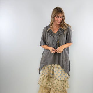 A Rare Bird Freckled Sunshine Top Gray