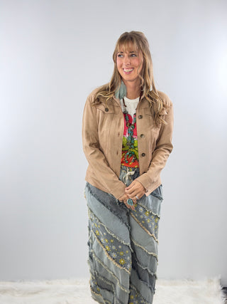 Scully Leather Jacket in Beige | Sunburst Western Leather Jacket