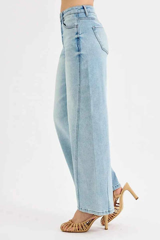 RISEN Full Size Mid Rise Fit Barrel Jeans Plus Size