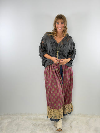 Jaded Gypsy Golden Melody Top Charcoal